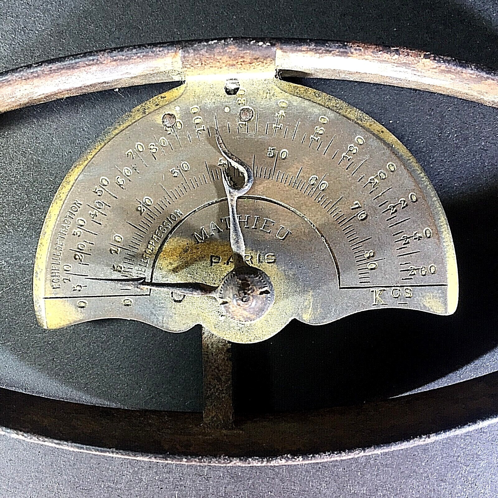 Echelle de Traction Pression Antique 19thc Dynamometer Mathieu Paris Steel Brass