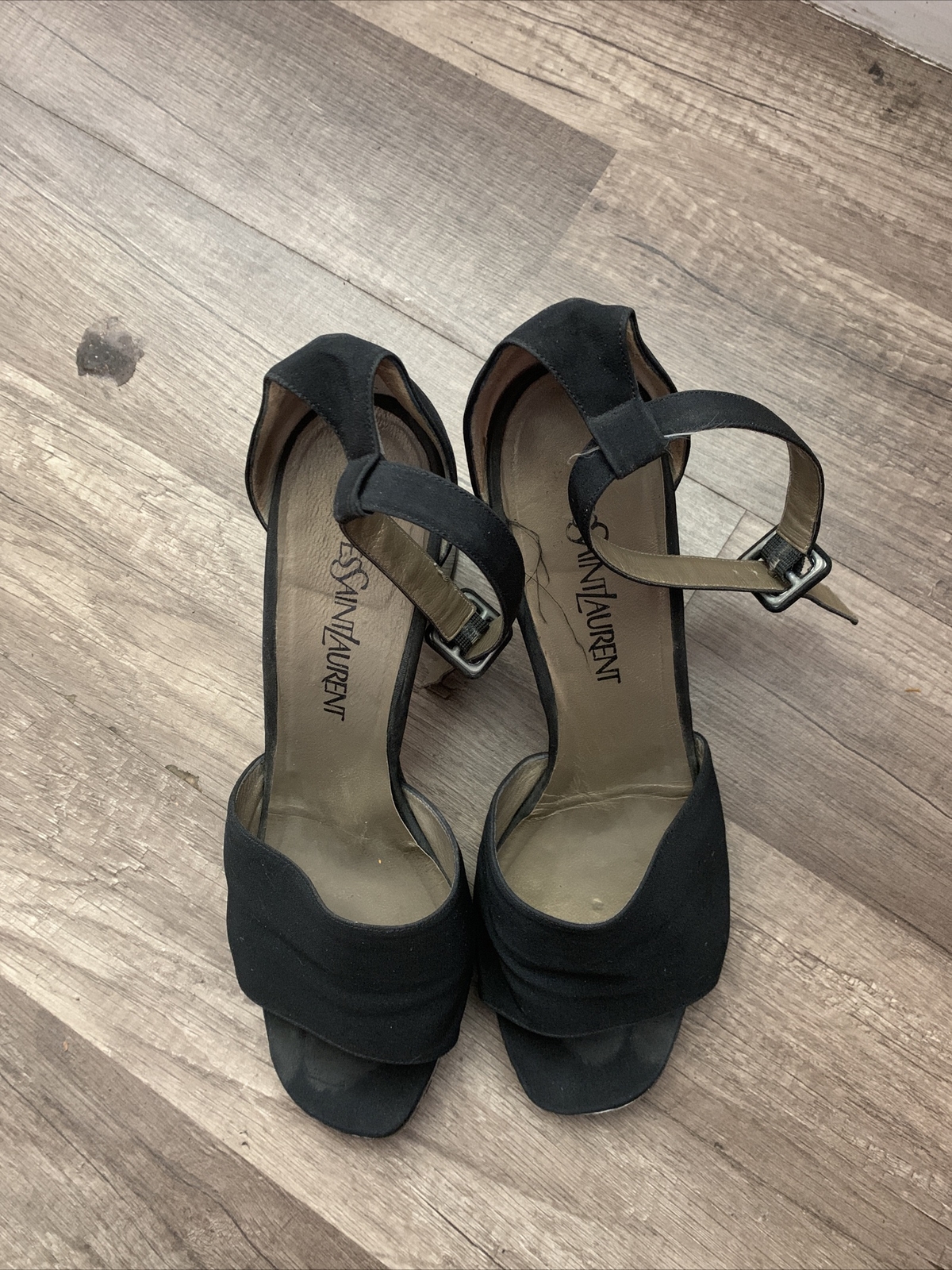 Yves saint laurent sandalo nero marrone con cinturino caviglie taglia 9 made in Italy