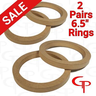 2 Pairs: 6.5 inch Speaker Rings MDF Fiberglass door Spacer kick pod 6 1/2 mount