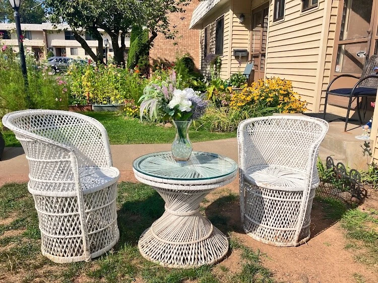 Antique Rattan White Wicker Furniture set - Circa 1920s Hand Made - 7  pieces