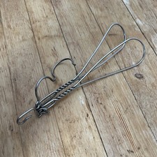 Antique Heavy Metal / Wire Loop Folding Travel 18" Clothes Hanger Primitive VTG