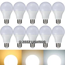 10X 9W Natural Bright White LED Light Bulb A-Shaped A19 EQ.75W Incandescent Lamp
