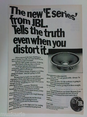 retro magazine advert 1980 JBL e series speakers
