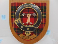 Plaque murale vintage originale clan écossais "Brodie" bois manteau de bras bouclier