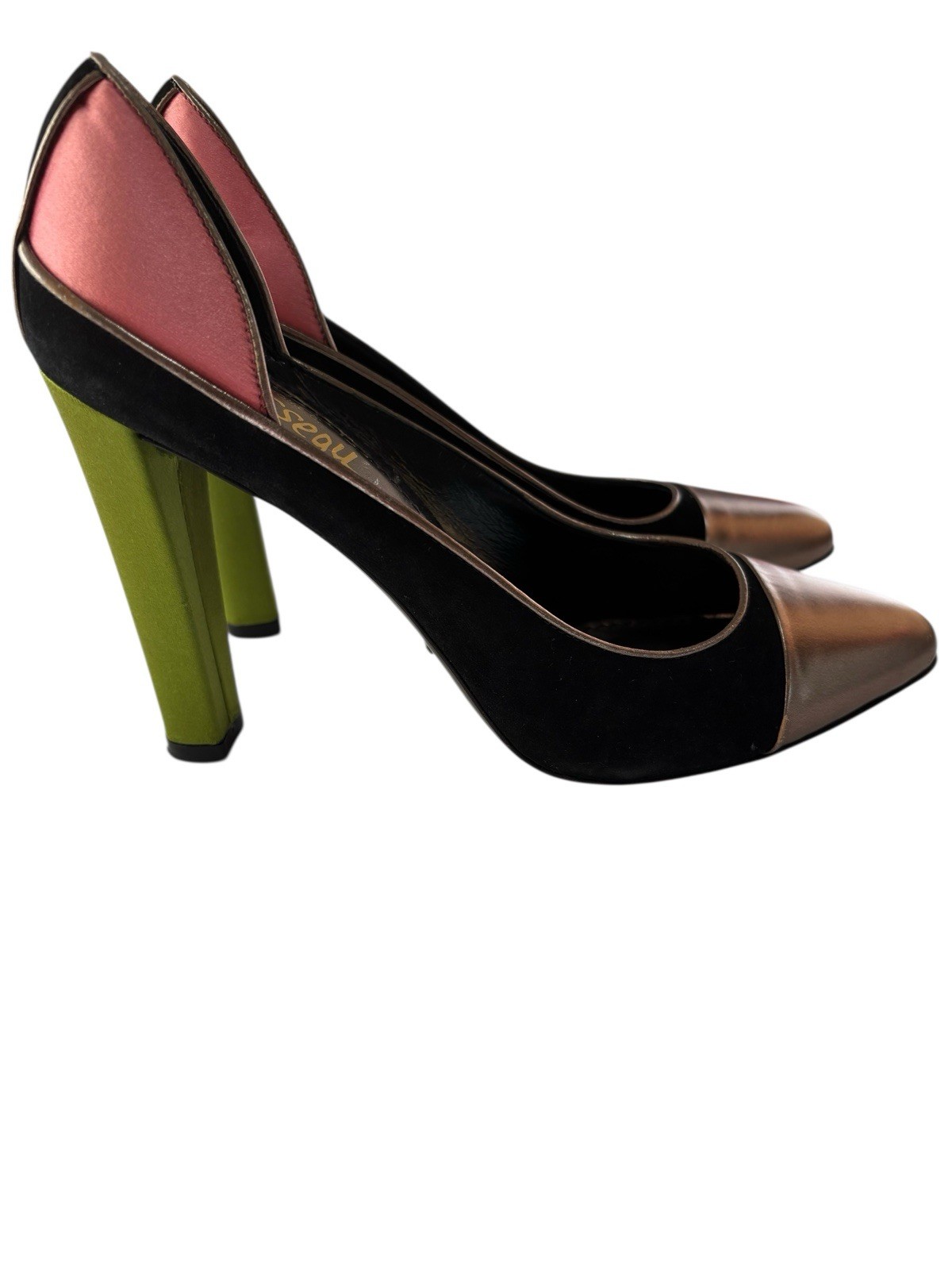 Jerome C Rousseau Designer Women’s 37/6.5 Pumps Shoes Italy Retro Multi Satin