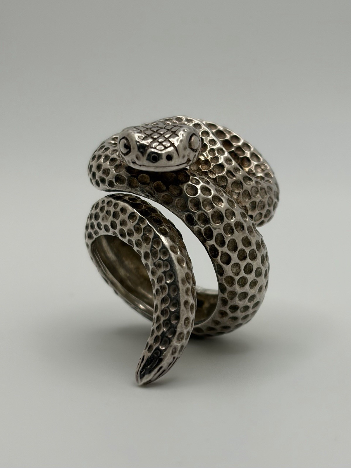 Heavy Genuine 925 Sterling Silver Serpent Wraparo… - image 1