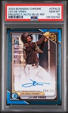 2024 Bowman Chrome Leo De Vries Auto True Blue Refractor PSA 10 CPA-LD