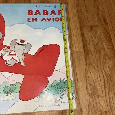 Babar En Avion Laurent de Brunhoff Limited Poster 30” x24” + Frame