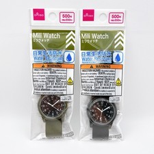 DAISO Japan Mili Watch Military Style Wristwatch Olive Black Water Resistant NEW