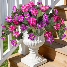 Artificial Fake Flowers Plants for Outdoor Decoration, 2PCS Faux Petunias Silk F