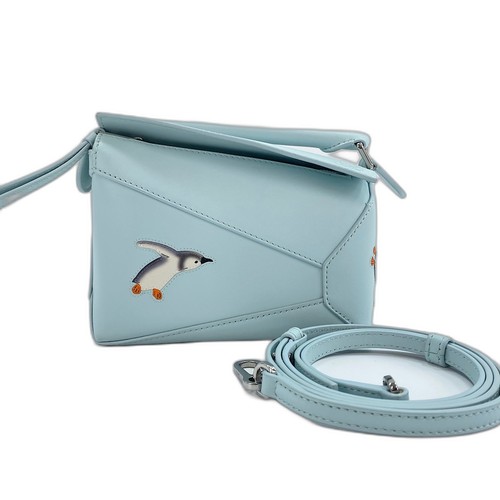 Authentic LOEWE x Snafujita Puzzle Bag Mini 2WAY Handbag leather blue  WS32362