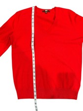 Uniqlo Womens 100 Cashmere Capsule Wardrobe Pullover V Neck Sweater Size M Red