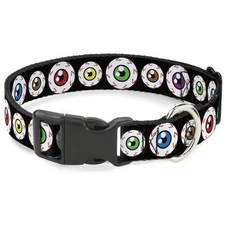 Plastic Clip Collar Eyeballs Black/Multi Color WIDE-Small 13-17"
