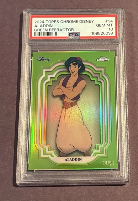 2024 Topps Chrome Disney #54 Aladdin Green Refractor /99 PSA 10 GEM MT