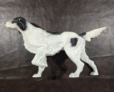 Vtg Black White English Setter Pointer Dog Cast Iron Doorstop