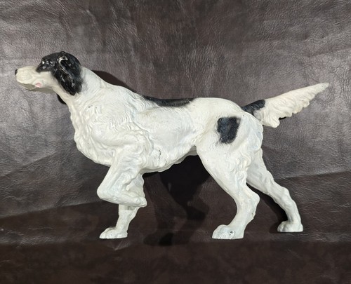 Vtg Black White English Setter Pointer Dog Cast Iron Doorstop