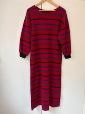 Funky Fleece Cosy Sporty One of a Kind Vintage 1980s Stripey Jumper Dress