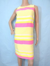 LOFT Size 8 Beige, Yellow & Pink Striped  Sleeveless Shift Dress