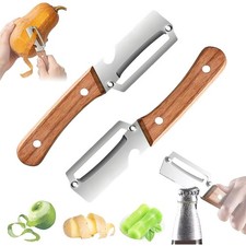 2 Pack 2 in 1 Multi Functional Vegetable Peeler with Bottle Opener and Wooden Ha