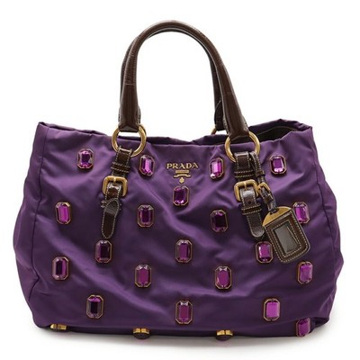 PRADA Tessuto Petite Bijou Tote Bag BR4118 Anemone Purple USED from Japan #SD