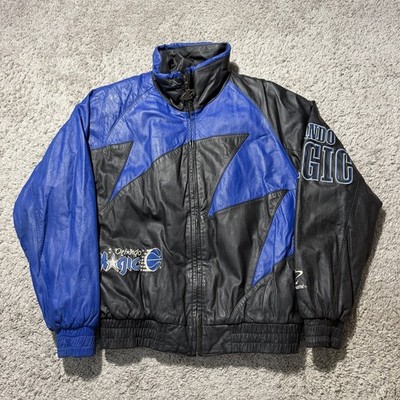 Vintage 90 s Orlando Magic Leather Jacket Logo Athletic Shark Tooth NBA Zip