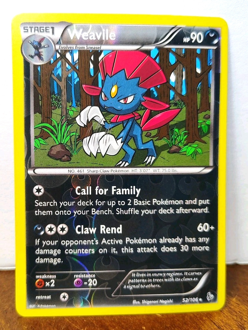 POKEMON WEAVILE 52/106 REVERSE HOLO RARE FLASHFIRE NM NEAR MINT