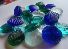 24 Reclycled Sea Shell Glass Stones. 2" Round.