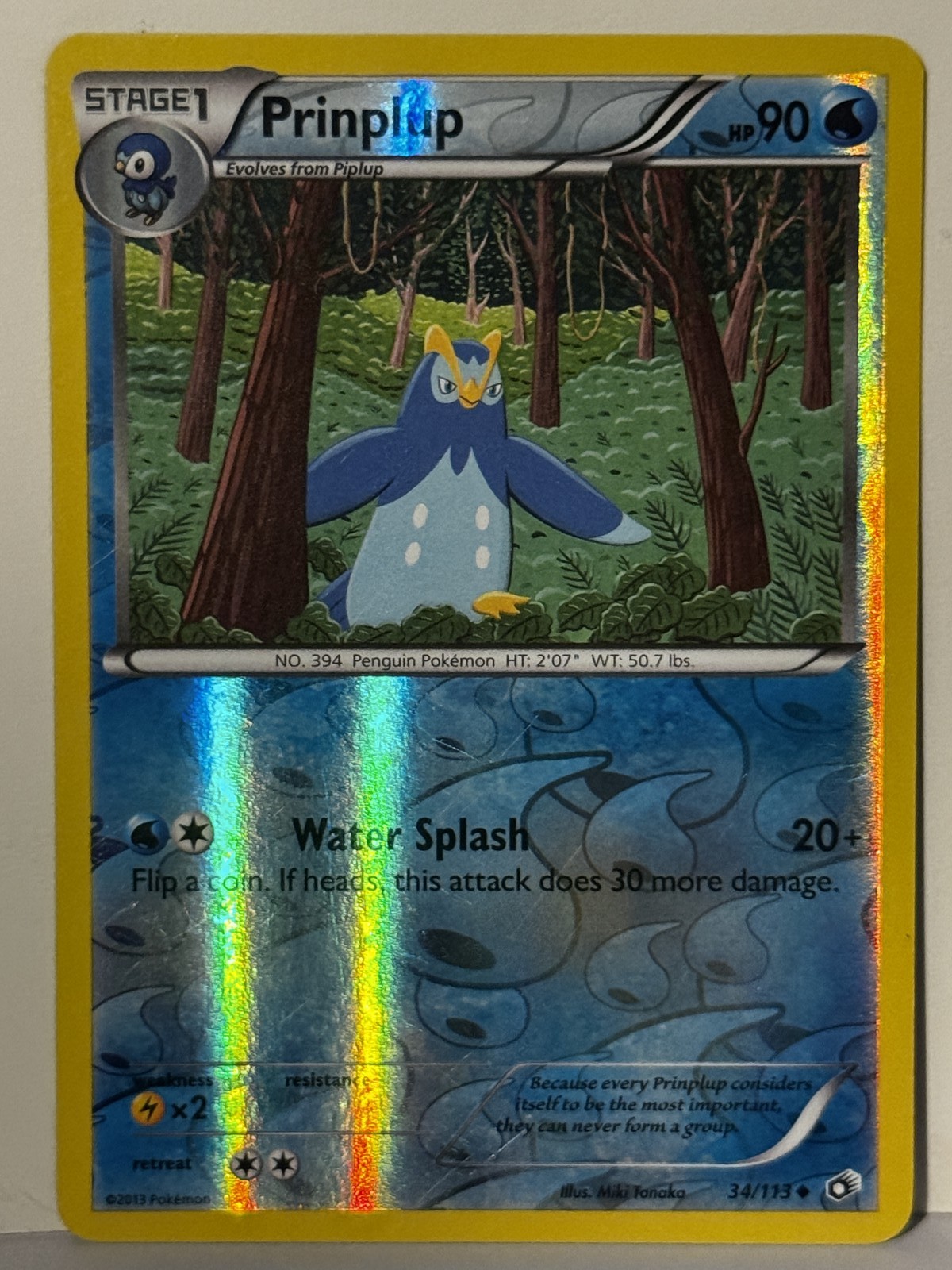 Prinplup Reverse Holo 34/113 Legendary Treasures NM Pokemon Fast Ship