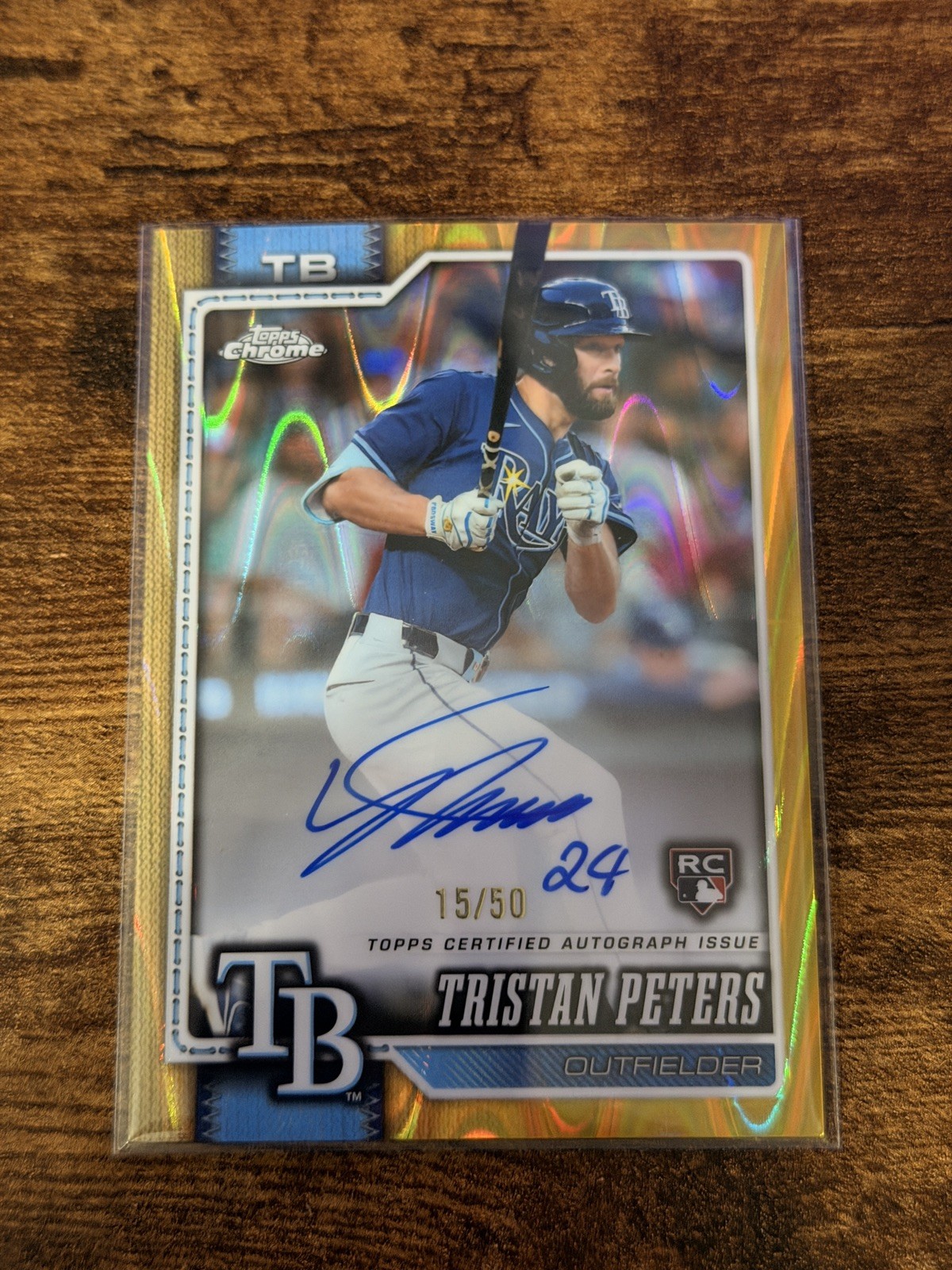 2026 Topps Chrome Baseball Tristan Peters Gold RayWave RC Auto RA-TP #/50 