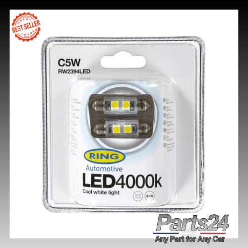 Ring LED Bulb - 12V C5W 4000K-LED - White - 11 x 38mm New