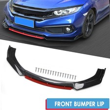 Gloss Black & Red Universal Car Front Bumper Splitter Lip Spoiler Body Kit UK