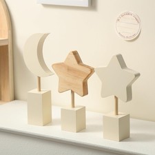 Kids Moon Star Wooden Nursery Decor 3-Piece Boho Wall Set