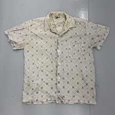 Vintage 50s California White Pattern Cotton Loop Collar 1950s True Vintage