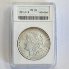 1881-S MS65 Morgan Silver Dollar ANACS Old Soapbox Holder