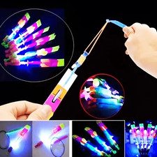 10Pcs LED Light Rockets Flying Toys Slingshot Launcher Birthday Halloween Christ