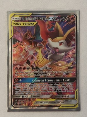 Pokémon TCG Charizard & Braixen GX Tag Team Sun & Moon Full Art Promo SM230