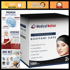 24" Disposable Bouffant Hair Nets - 1000 Pack, Non-Woven Caps for Medical, Food