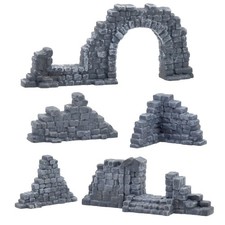 Ruined Stone Walls Set,Terrain Scenery for Tabletop 28mm Miniatures Wargame,F...