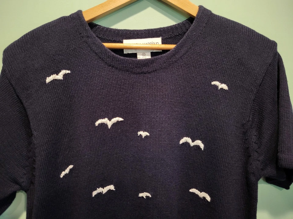 全新 Victoria Harbour 短袖串珠帆船毛衣 尺寸 M 沿海航海 — 第 4/4 张图片