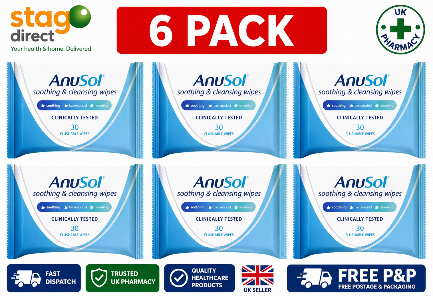 Anusol Soothing Cleansing Wipes With Witch Hazel & Aloe - 30 Wipes - Image 14