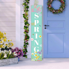 Spring Porch Sign Watercolor Flowers Hello Spring Front Door Hanging Decorations