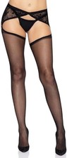 Leg Avenue womens Sheer Stockings With Attached Garter Belt OneSize