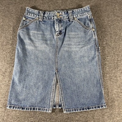 Vintage J Crew Denim Skirt Womens Size 2 Preppy Summer Front Slit Country Core