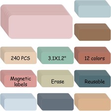 240 Pcs Dry Erase Magnetic Labels 3.2'' x 1.2" Reusable Magnetic Name Tags Bl...