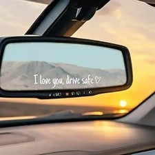 4X Drive Safe Mirror Sticker, Cute Car Stickers for Women, Valent Color: White