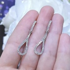 1.40Ct Lab Created Diamond Drop & Dangle Earrings 14K White Gold Finish