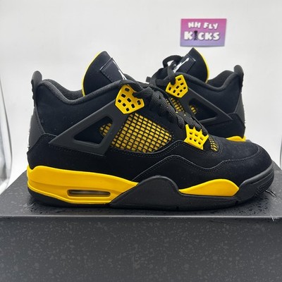 Size 9.5 Nike Air Jordan 4 Retro Black Yellow Lightly Used (With Box) DH6927-017