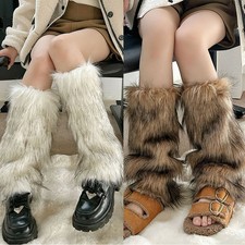 Women Faux Fur Leg Covers Leg Warmers Boots Socks Foot Sleeve Stocking Covers