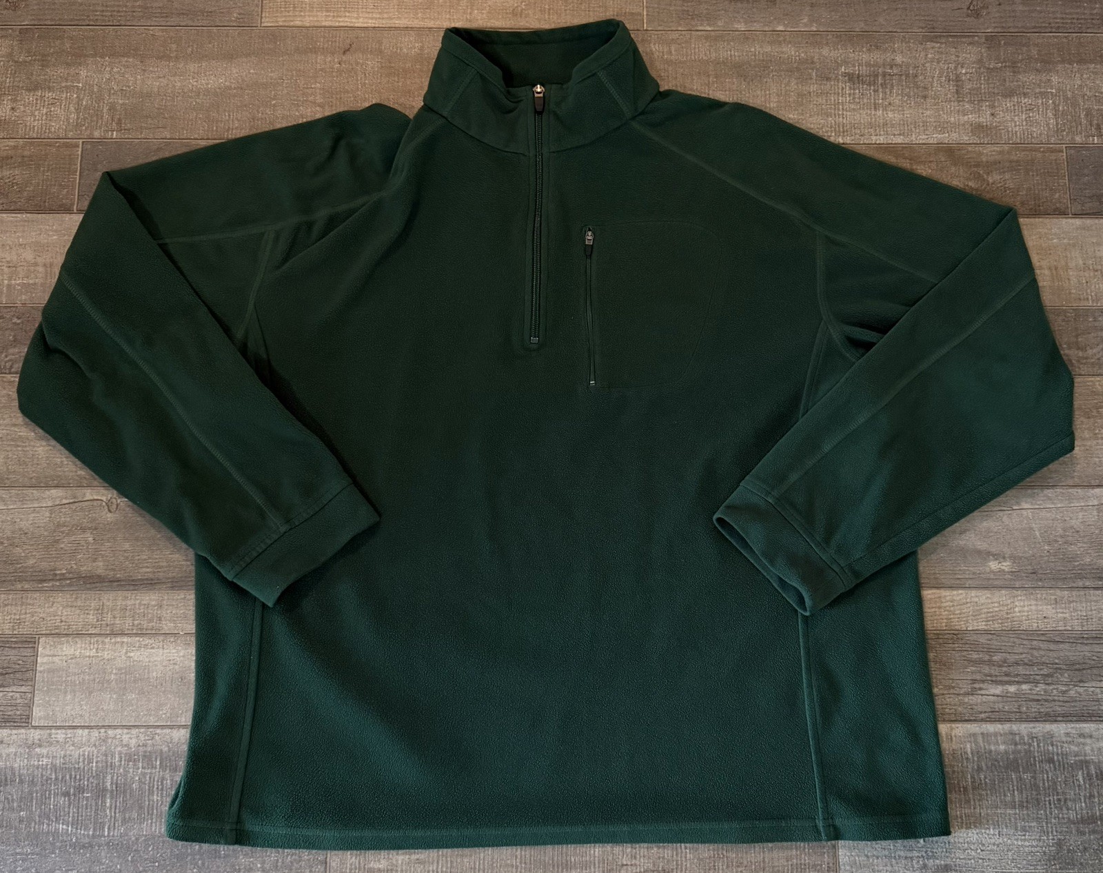 LL Bean Men’s Size: XLarge Green Quarter Zip Pocket Fleece Pullover  Sweater