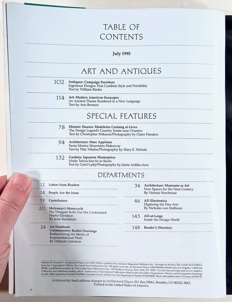 1995 Jul ARCHITECTURAL DIGEST Frank Lloyd Wright in LA MANHATTAN WOOD MODERNISM - Image 4 of 4